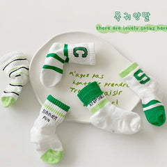 5 Pairs Letter Printed Sport Mesh Socks for Girls