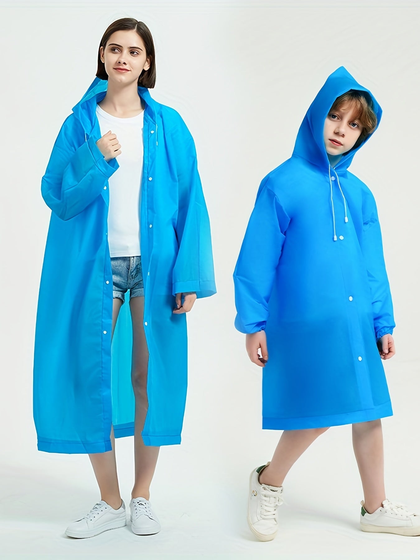 Thick PVC Waterproof Rain Pancho Hooded Raincoat