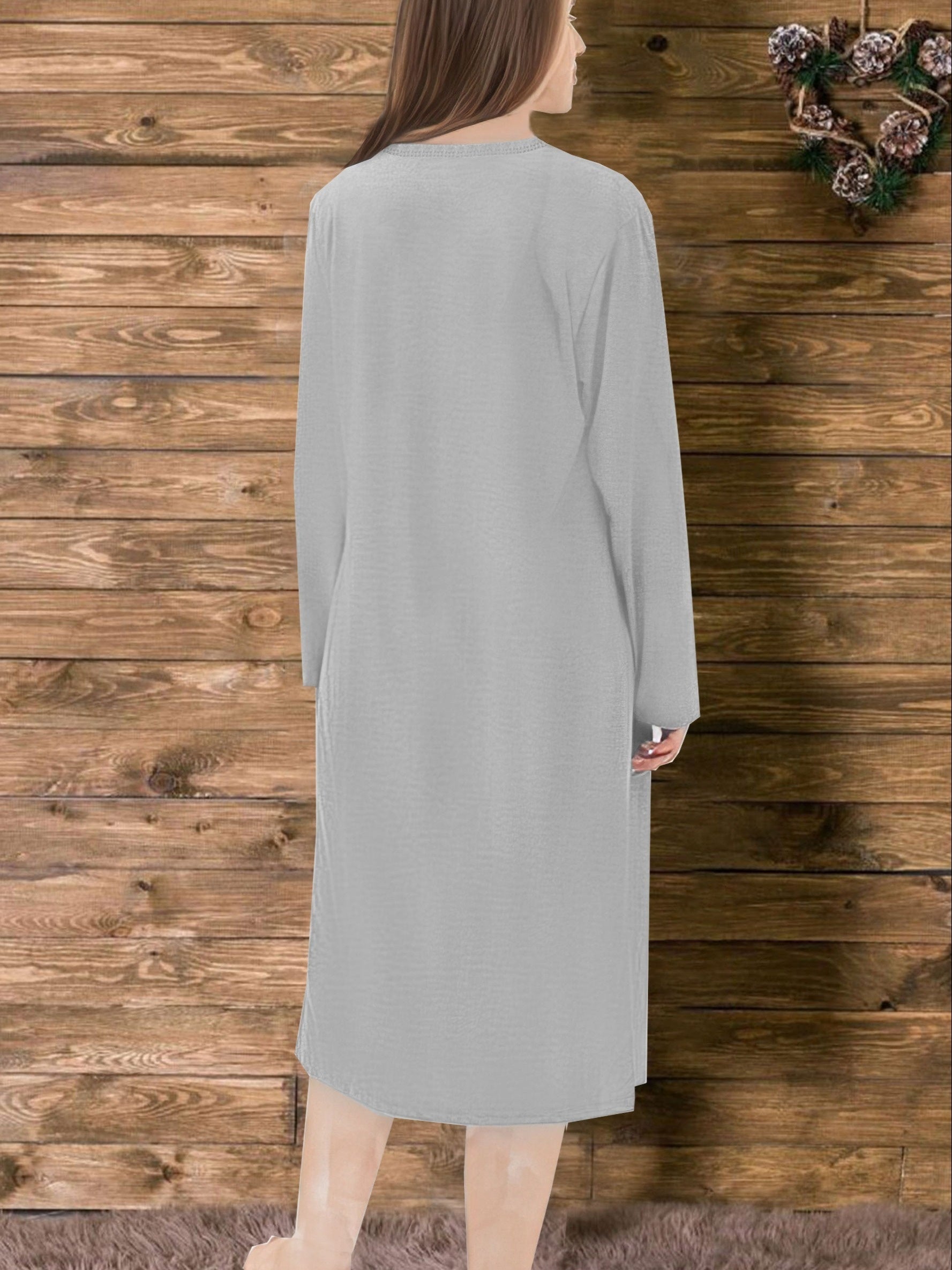 Chick & Letter Print Long Sleeve Nightdress
