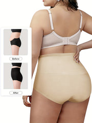 3 Pk Women's Plus Size Colorblock Print Panties Set Tummy Control