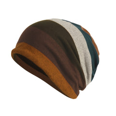 Soft Sleeping Cap Beanie Hat Unisex Stretch Stripe Cap Multifunction Headwear