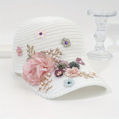 Women's Y2K Lace Flower Decor Knitted Baseball Cap