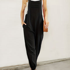 Solid Sleeveless Jumpsuit with Front Pocket