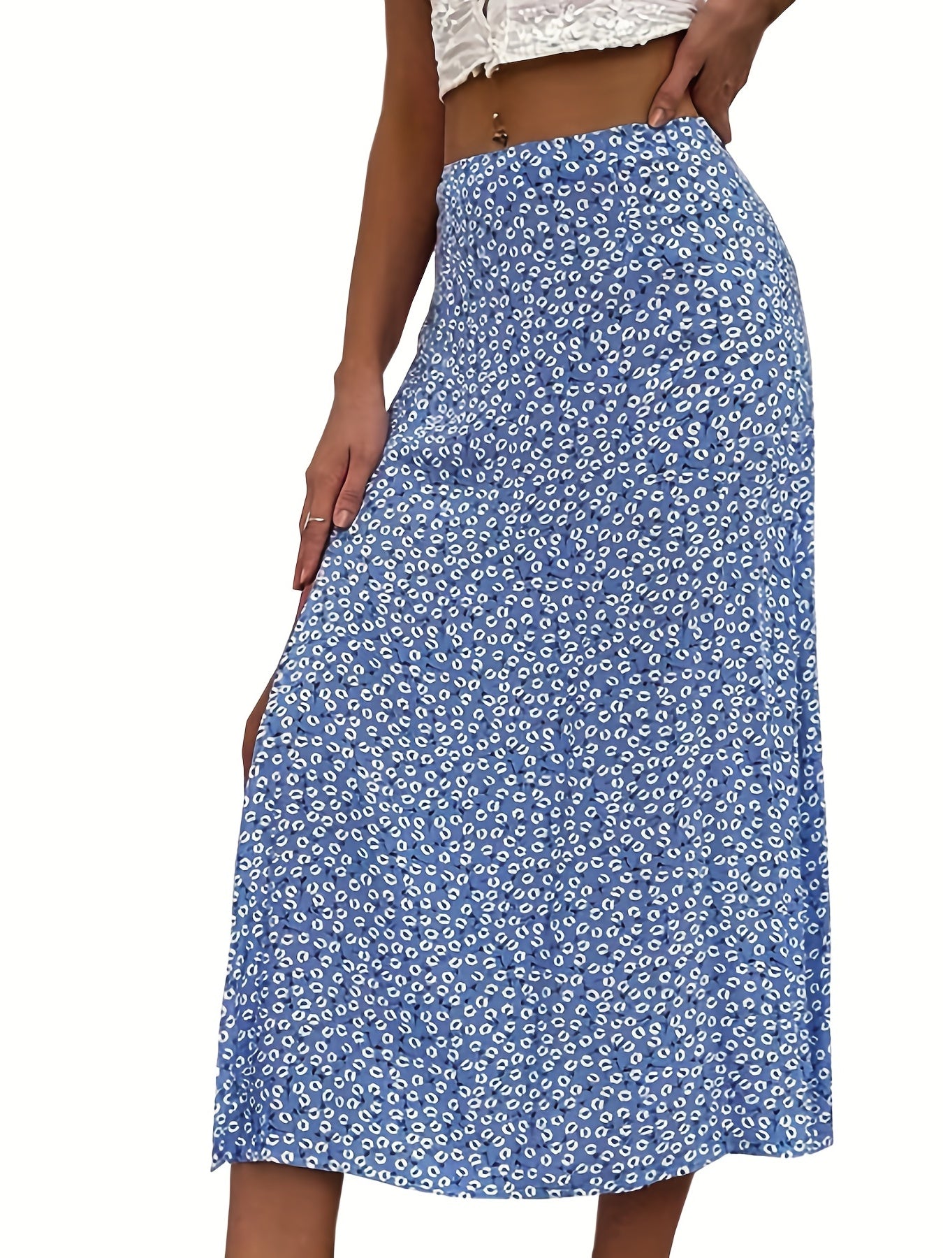 Floral Print Split Skirt for Spring & Summer
