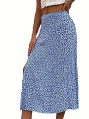 Floral Print Split Skirt for Spring & Summer