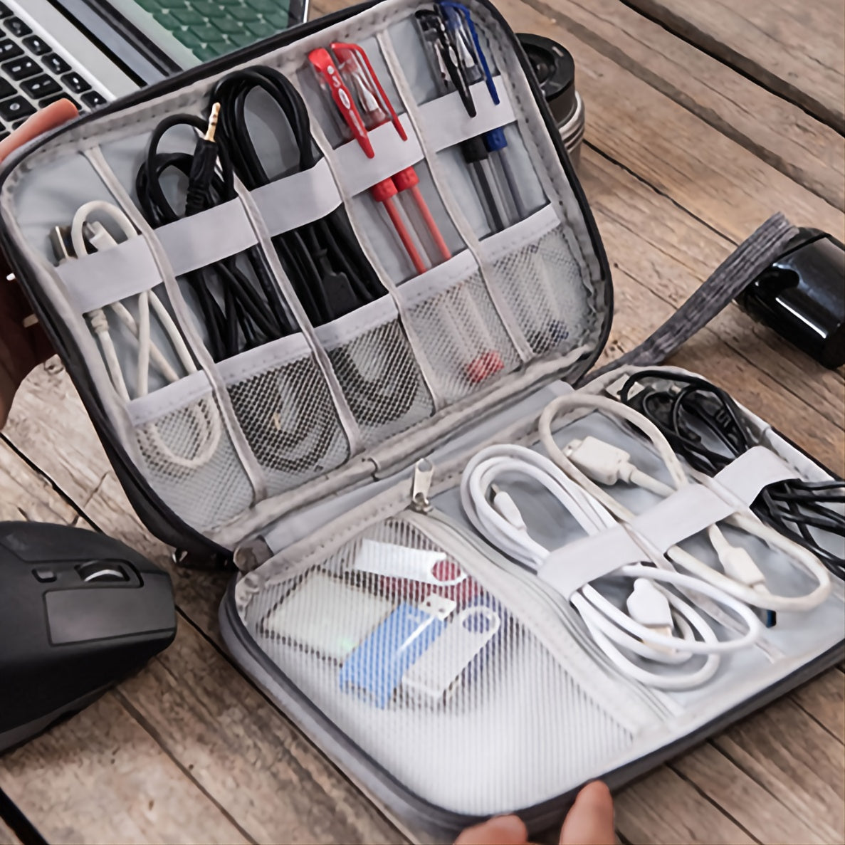 Slim Portable Storage Bag for Electronics Accessories with Zipper