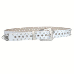 Rhinestone Inlaid Punk Belt Y2K Women Jeans Pants Belt PU Leather