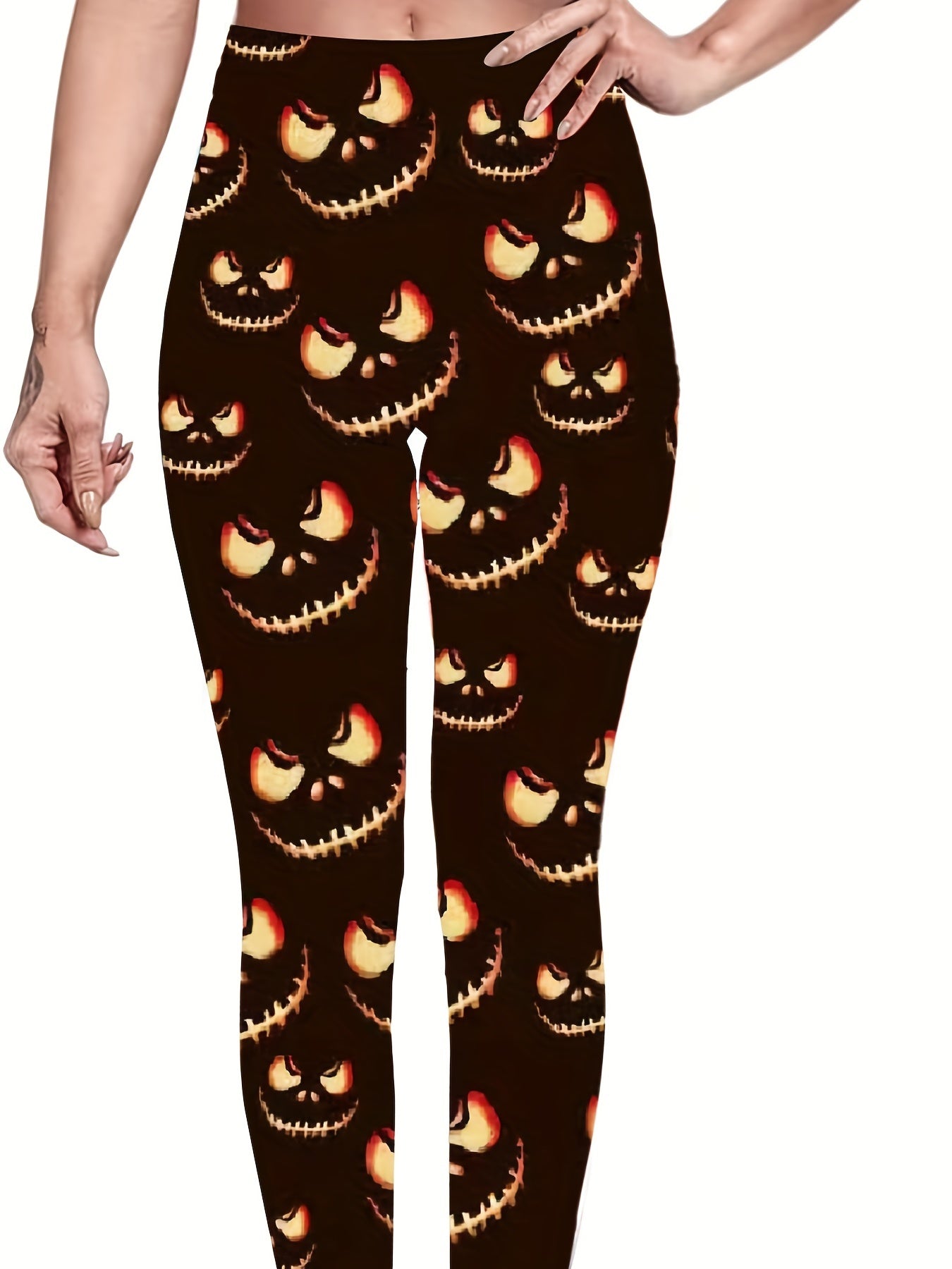 Gothic Skull Print High Stretch Leggings