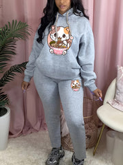 Women's Plus Cat Hoodie & Sweatpants Set
