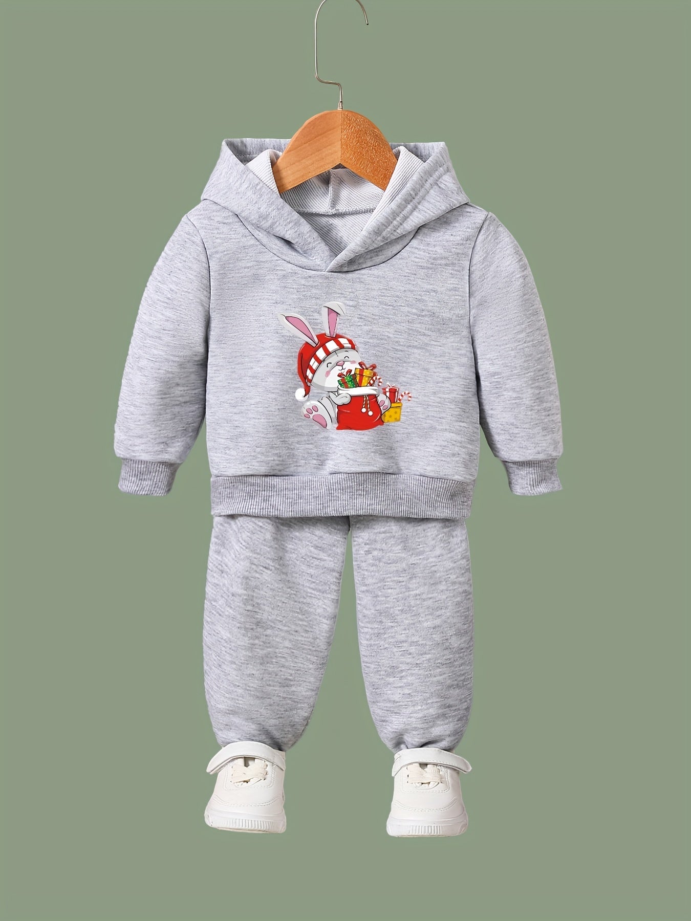 OERYUI 2pcs Christmas Bunny Hoodies Pants Set For Kids Spring Fall
