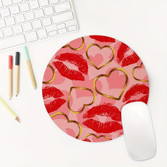 Red Lip Gaming Mouse Pad 7.8 x 7.8 inches Round Non-Slip Rubber Mat