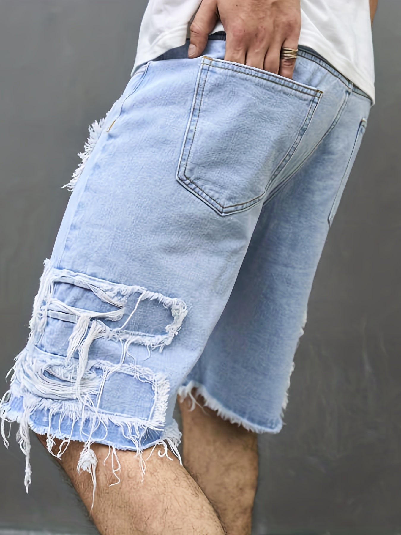 Men's Distressed Denim Shorts Casual Street Style Summer Wear