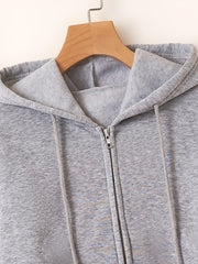 Solid Hooded Sweatshirt Fleece Casual Sports Hoodie Women's