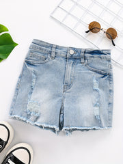 Girls Distressed Denim Shorts for Outdoor Summer Beach Kids