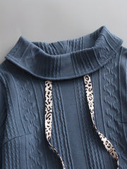 Women's Plus Leopard Print Knitted Sweater Turtle Neck Pullover