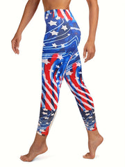 Flag Print Skinny Leggings High Waist Stretchy Leggings