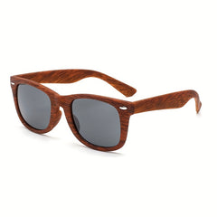 Wood Grain Sunglasses Square Mirrored UV400 Sun Shades for Driving