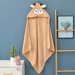 Cartoon Embroidery Baby Hooded Bath Towel Blanket Soft Absorbent