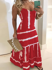 Plus Size Tie Dye V Neck Maxi Dress Women's Plus Stretch Sexy Long Dress