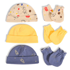 Baby Boys Cartoon Print Cap & Mittens Set for Autumn & Spring