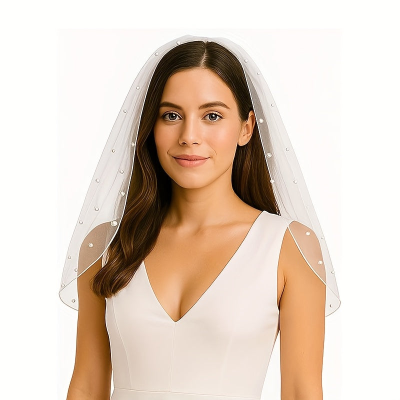Pearl Bridal Veil with Pearl Accents for Weddings & Events