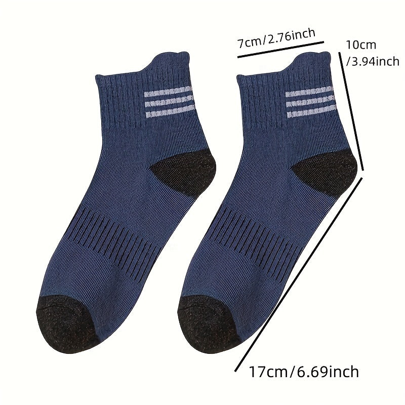 10 Pairs Men's Block Crew Socks Comfy Casual Unisex Outdoor All Seasons