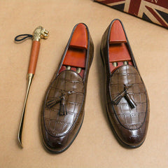 Men's Plaid Tassel Loafers Non Slip Casual Shoes
