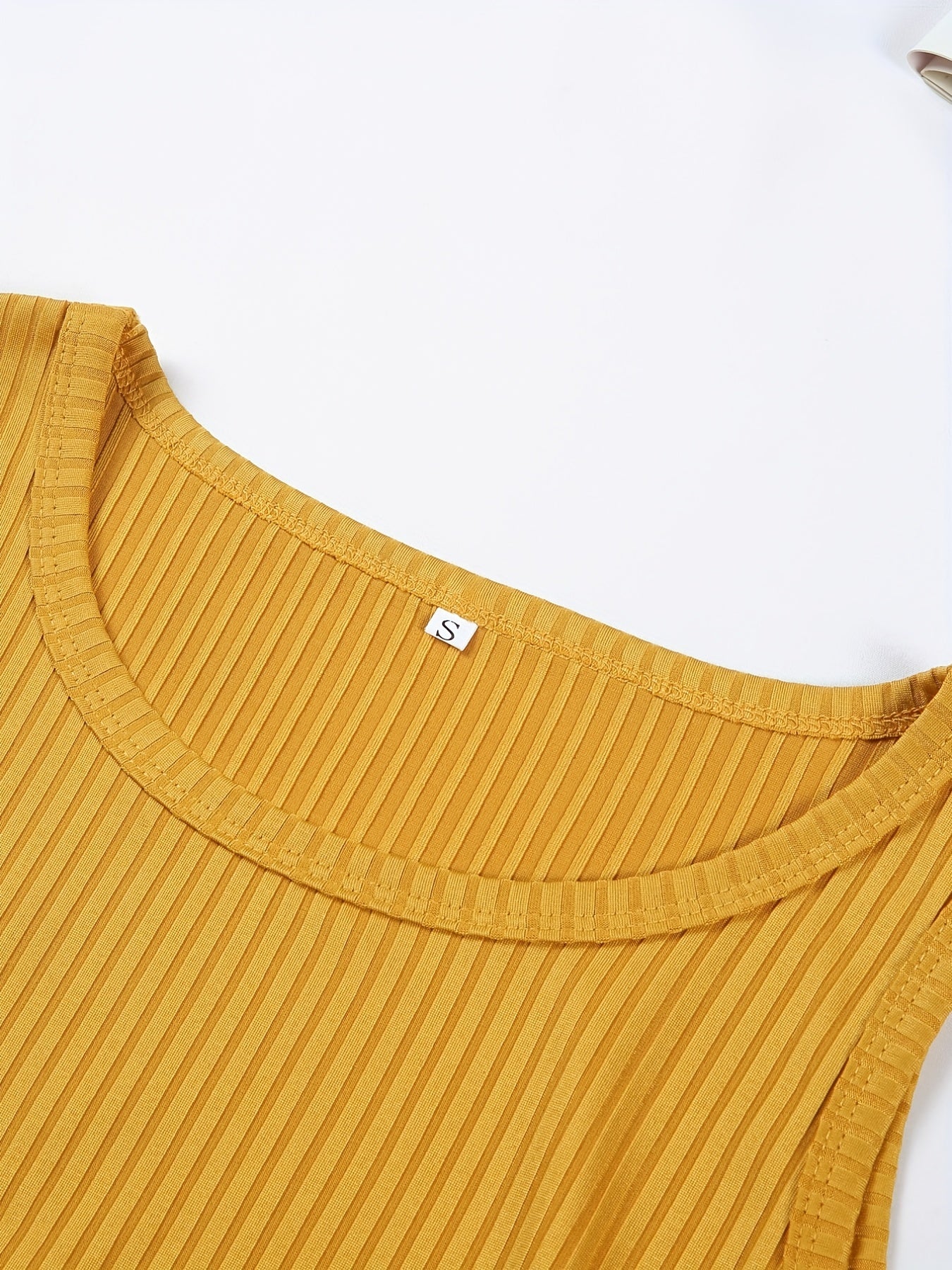 Ribbed Tank Top Crew Neck Sleeveless Summer Casual Top