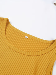 Ribbed Tank Top Crew Neck Sleeveless Summer Casual Top