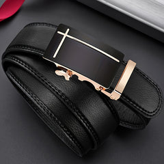 Men's Business PU Leather Belt Automatic Buckle Wedding Daily Wear