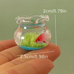Dollhouse Glass Aquarium Model Goldfish Tank - Small Spaces & Holidays Decor