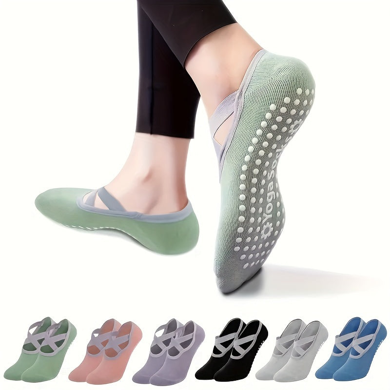 Solid Cross Strap Ankle Socks Non slip Yoga Sports Socks