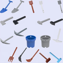 12pcs Farm Playset w/ Shovel, Bucket & Tools for DIY Scene Building