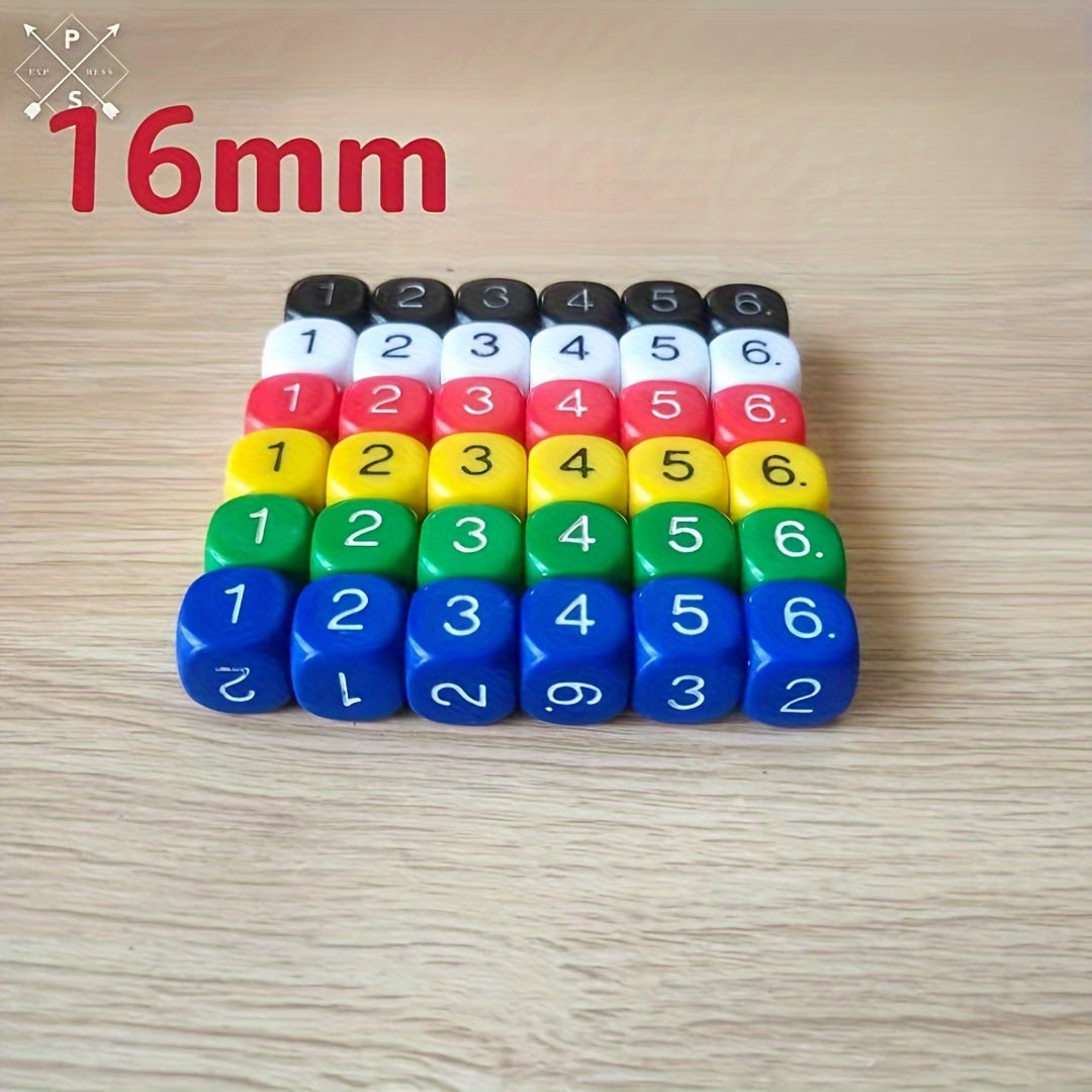 18 Pcs 16mm Rounded Acrylic Digital Dice in 3 Colors for Bar Games