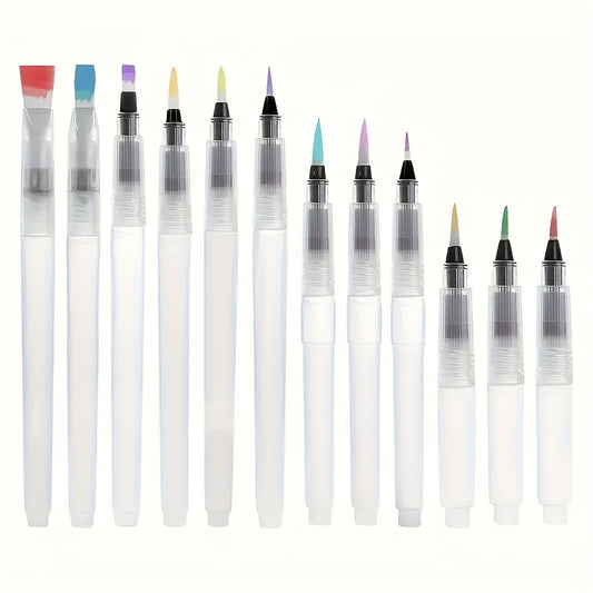 12pcs Watercolor Brush Set Easy Fill Functional for Colored Pencils & Painting