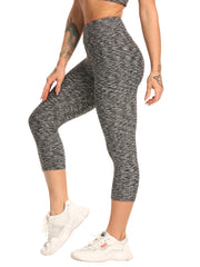 Seersucker High Waist Yoga Pants Moisture Wicking Compression Leggings