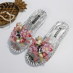 Women's Flowers Decor Flat Slide Sandals