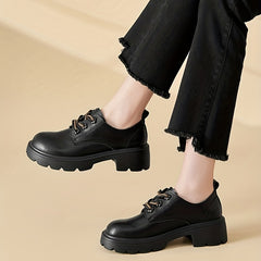 Comfortable Chunky Heel Oxfords Lace Up Shoes Women's Walking Shoes