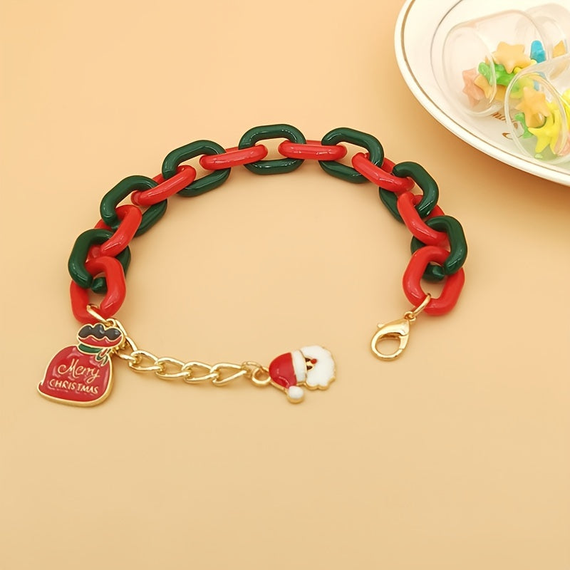 Christmas Bracelet Snowflake Elk Pendant Adjustable Chain Bracelet