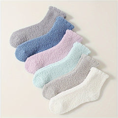 5 Pairs Fuzzy Socks Comfy Warm Home Floor Stockings