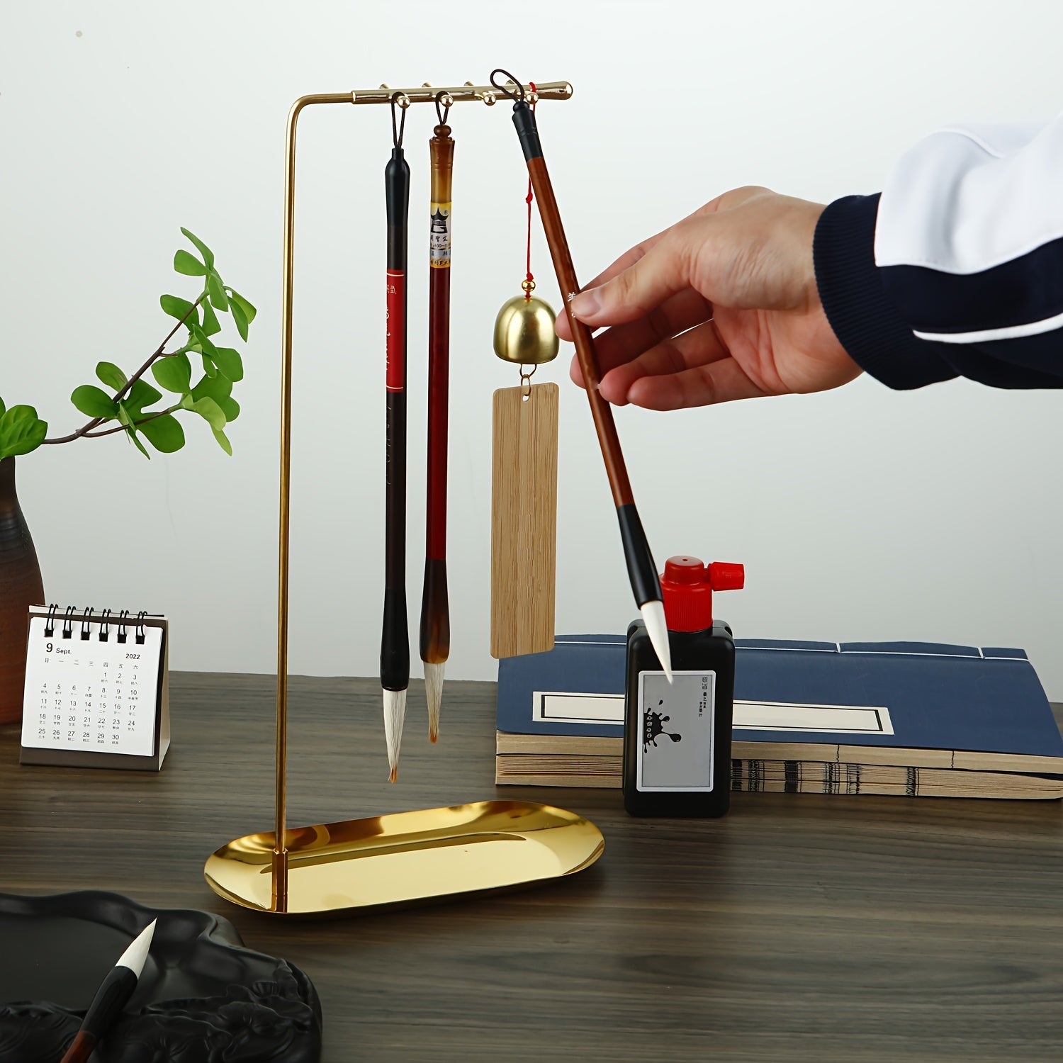Father's Gift Wenge Holder Pen Hanging Calligraphy Brush Pen Hanger
