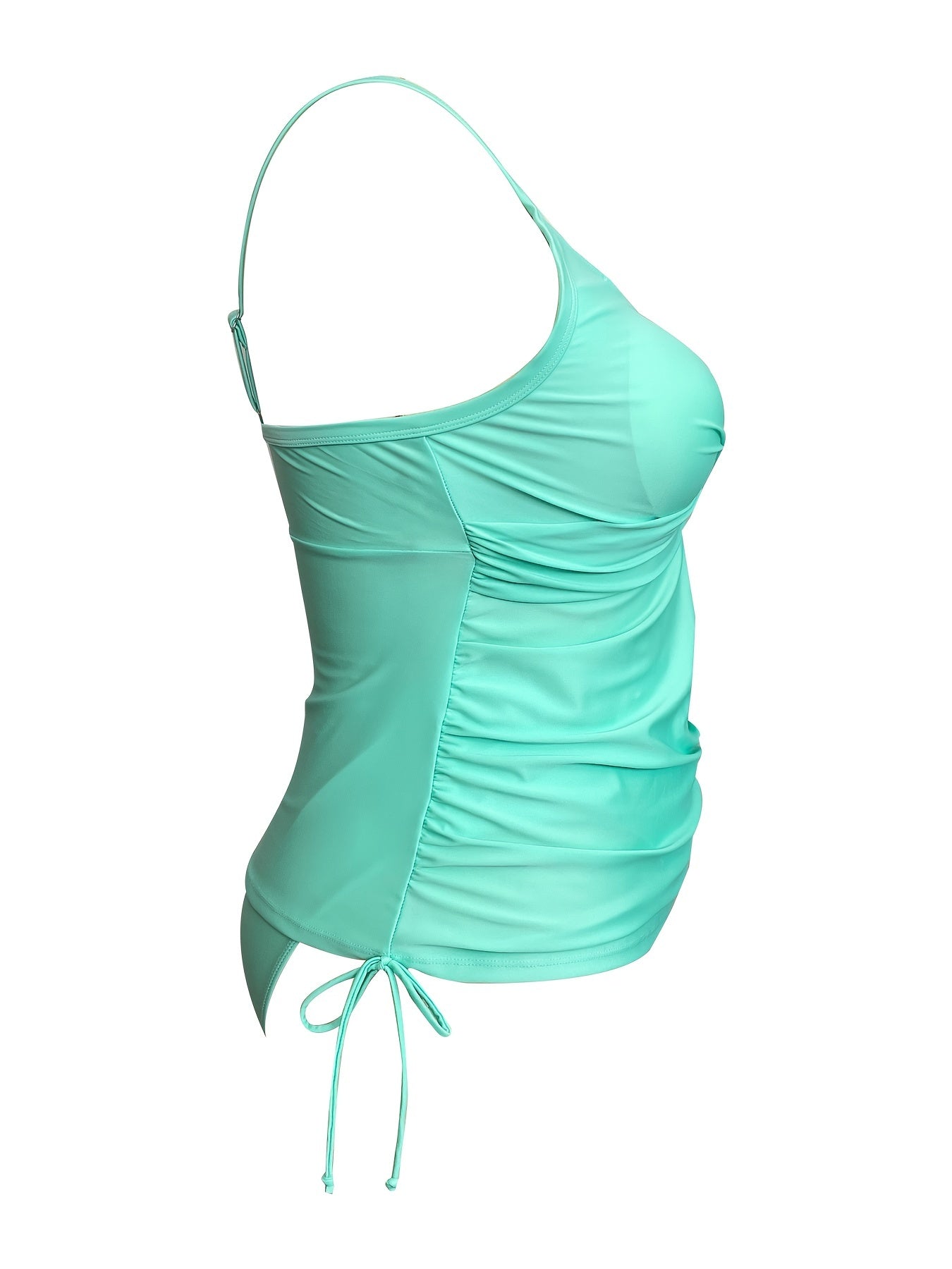 Vacay Tankini Set Ruched Wrap Front Lace Up Cami Top & Panty Swimsuit