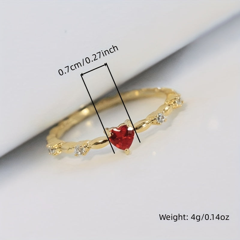 Heart Zircon Ring Romantic Decorative Accessories Holiday Party Gift