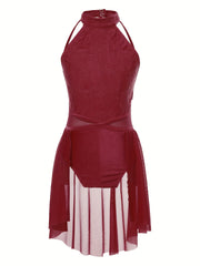 Girls Halter Neck Sleeveless Dance Dress Latin Dancer
