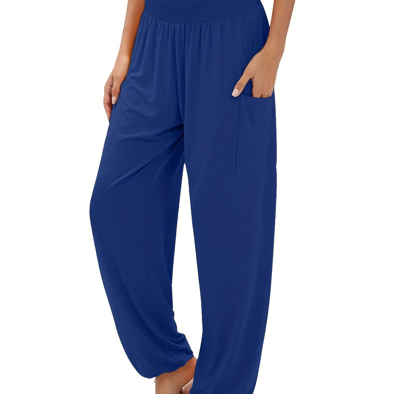 Solid Lantern Trousers with Shirred Waist