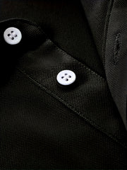 Men's Letter Print Button Up Long Sleeve Polo Shirt