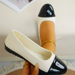 Women's Almond Toe Flat Shoes Soft Sole Faux Leather Comfy Work Flats