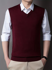 Men's V-Neck Sleeveless Wool Vest Tank Top for Autumn/Winter