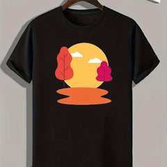 Scenery Print Men's Graphic T-shirt for Summer