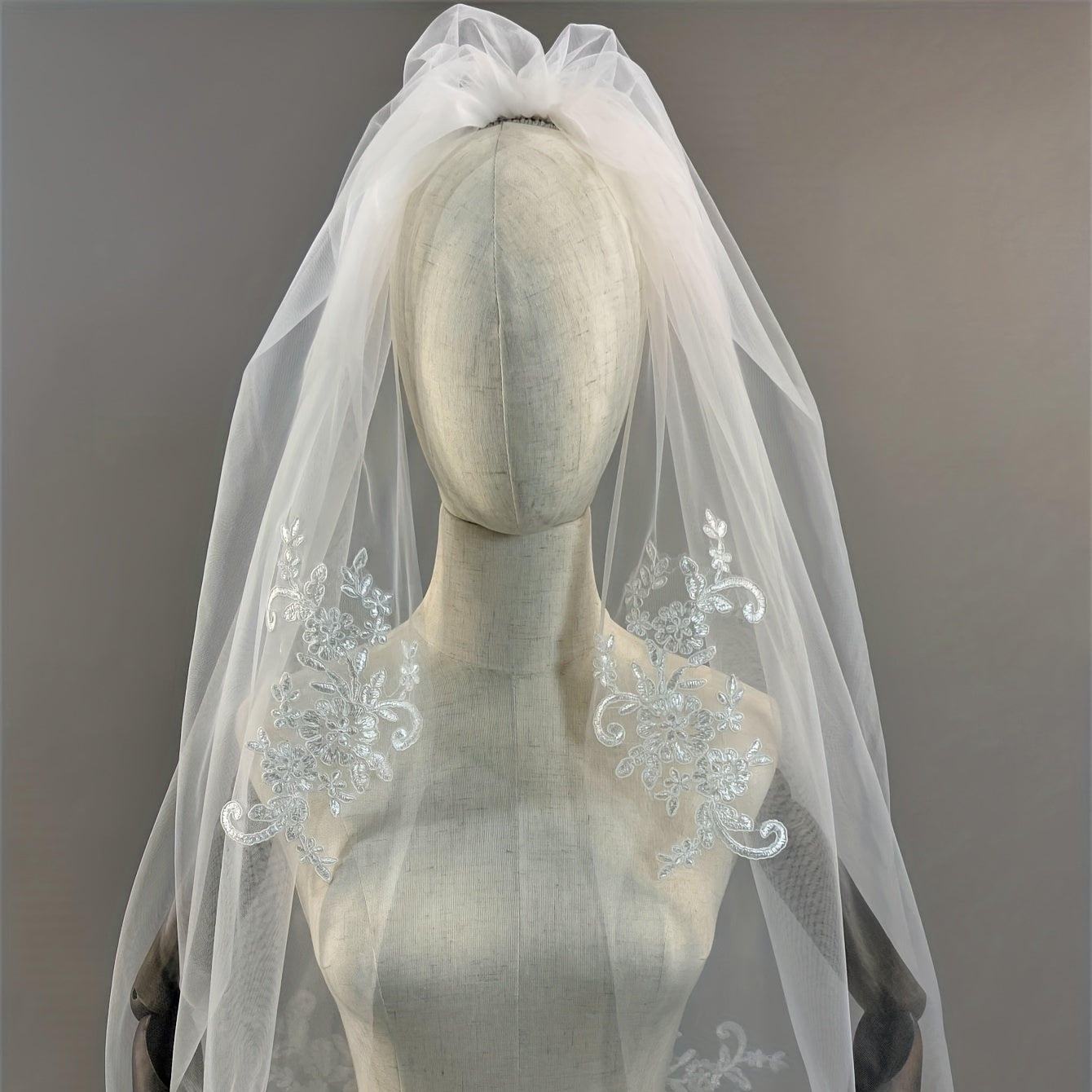 Ivory Lace Flower Wedding Veil Bridal Hair Accessories
